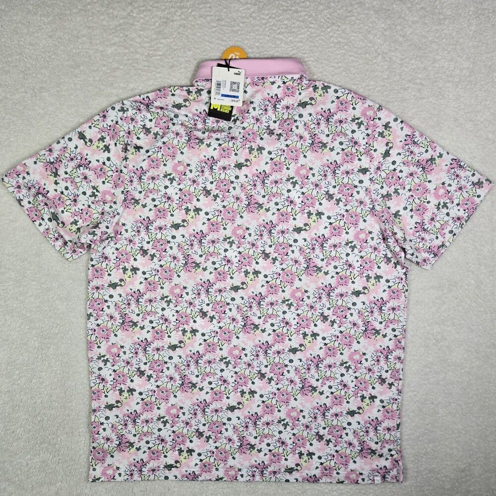 $90 Puma Arnold Palmer Polo Stretch Shirt Mens XL Floral Pattern Pink 623954 02 - Picture 6 of 10
